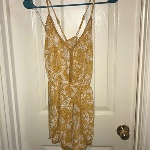 Tropical Yellow Romper w Cross Back
